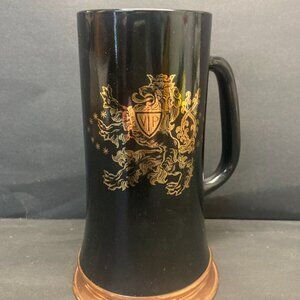 Vintage Princess House Black Glass and Copper Colored Heavy Tall Beer Stein Mug